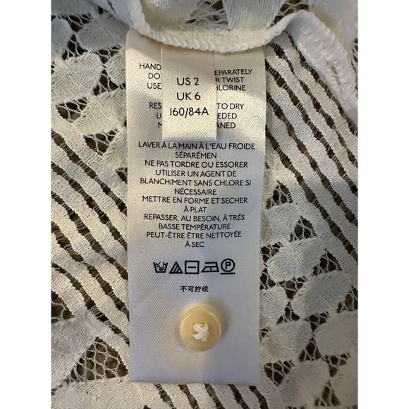 EUC Anthropologie Ivory Victorian Inspired Long Sleeve Lace Top Size 2 Romantic - Picture 9 of 9